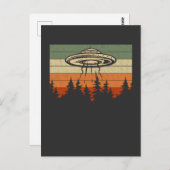 Retro UFO Alien Abduction Forest Spaceship Briefkaart (Voorkant / Achterkant)