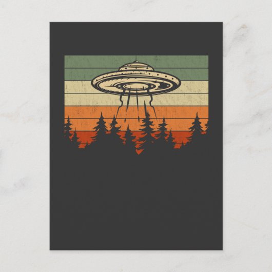 Retro UFO Alien Abduction Forest Spaceship Briefkaart (Voorkant)