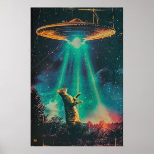 Retro UFO Alien Poster -  Sci-Fi Art Print