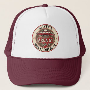 Retro UFO Area 51 Coffee Diner Badge Trucker Pet