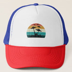 Retro UFO Attack Sunset - Cool Vliegende Sauc Trucker Pet