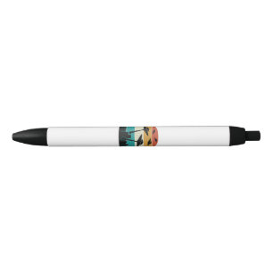 Retro UFO Attack Sunset - Cool Vliegende Sauc Zwarte Inkt Pen