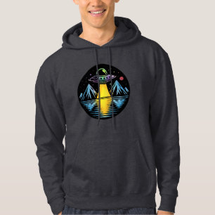 Retro UFO in de bergen Reflecteren in het water Hoodie