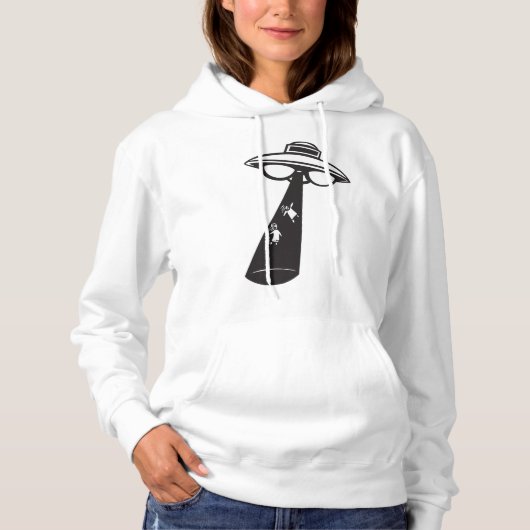 Retro UFO Ontvoering Grafische Alien Sci-Fi Hoodie (Voorkant)