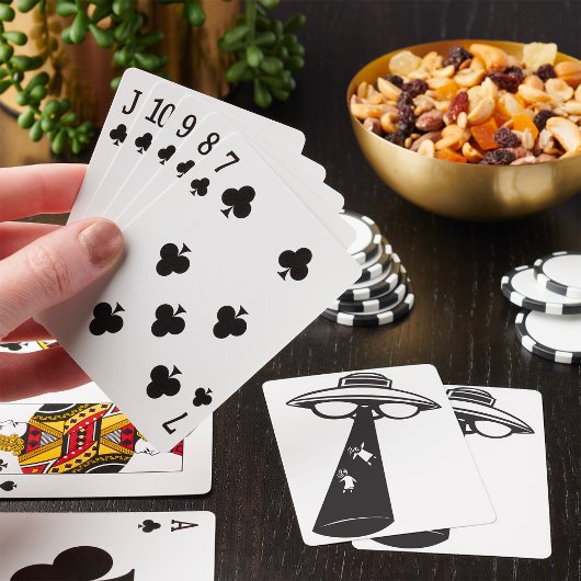 Retro UFO Ontvoering Grafische Alien Sci-Fi Pokerkaarten