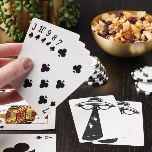 Retro UFO Ontvoering Grafische Alien Sci-Fi Pokerkaarten (Insitu)