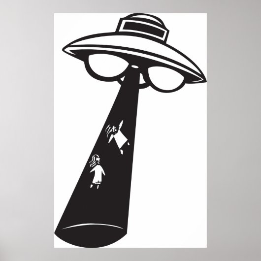 Retro UFO Ontvoering Grafische Alien Sci-Fi Poster (Voorkant)