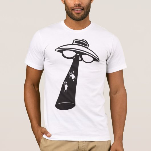 Retro UFO Ontvoering Grafische Alien Sci-Fi T-shirt (Voorkant)