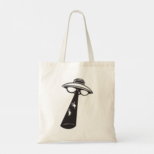 Retro UFO Ontvoering Grafische Alien Sci-Fi Tote Bag (Achterkant)