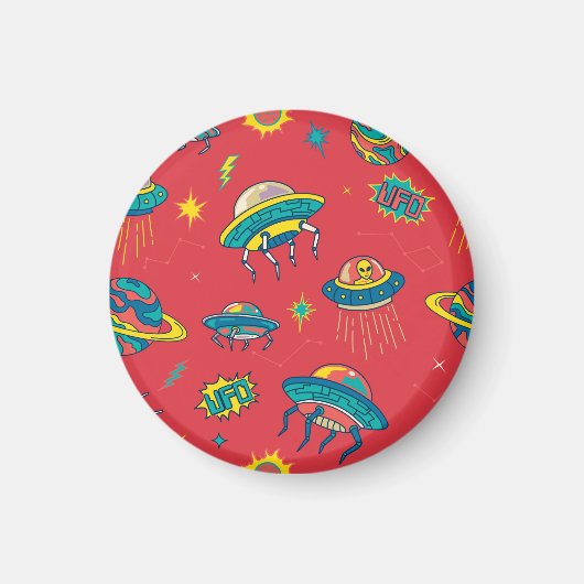 Retro UFO Space Invaders Magneet (Voorkant)