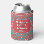 Retro Ugly Christmas Sweater Snowflakes Blikjeskoeler (Blikje Voorkant)