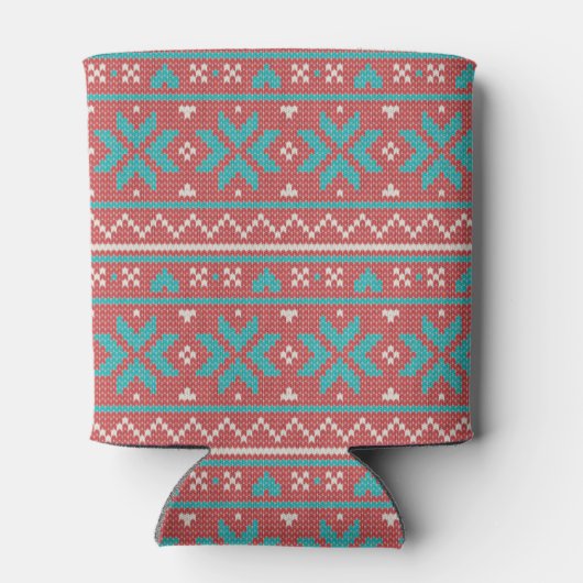 Retro Ugly Christmas Sweater Snowflakes Blikjeskoeler (Achterkant)