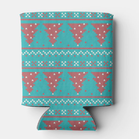 Retro Ugly Christmas Sweater with Trees in Blue Blikjeskoeler (Achterkant)