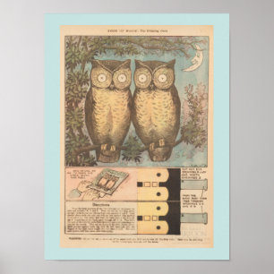 Retro uil leuke herfst knutselwerk poster