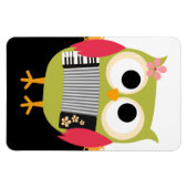 Retro Uil met Accordion - Leuk! Magneet (Horizontaal)