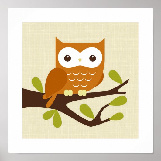 Retro Uil Poster Print (Voorkant)
