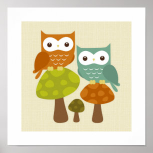 Retro Uil Posterprint Poster