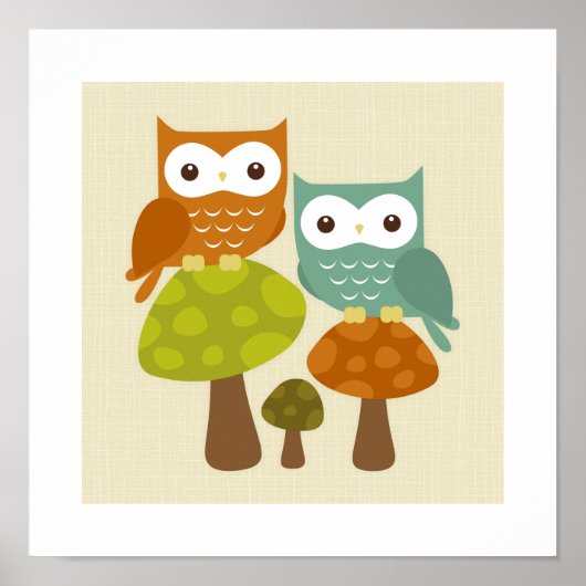 Retro Uil Posterprint Poster (Voorkant)