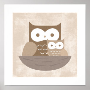 Retro Uil Posterprint Poster