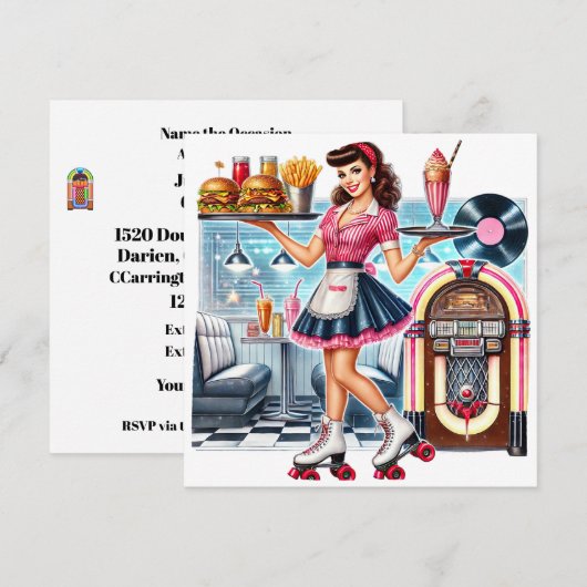 Retro Uitnodiging (Voorkant / Achterkant)