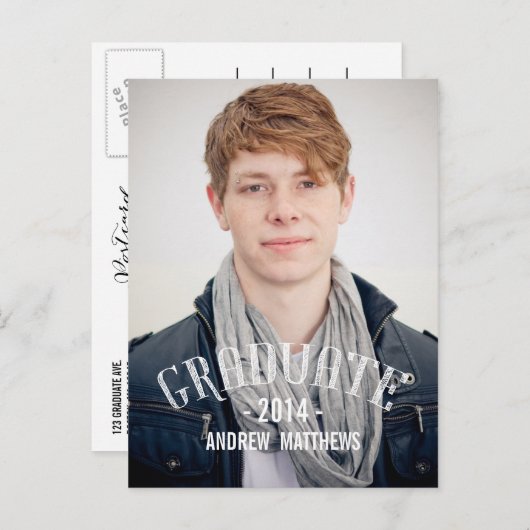 retro | Uitnodiging voor afstudeerfeest (Voorkant / Achterkant)