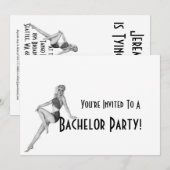 Retro Uitnodigingen Voor Bachelorfeest (Voorkant / Achterkant)