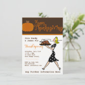 Retro uitnodigingen voor Thanksgiving dinerfeest o (Staand voorkant)