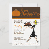 Retro uitnodigingen voor Thanksgiving dinerfeest o (Voorkant)