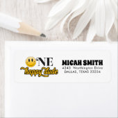 Retro Un heureux Étiquette de adresse d'anniversai (En situation)