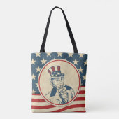 Retro Uncle Sam Sterren en Strepen Patroon Tote Bag (Achterkant)