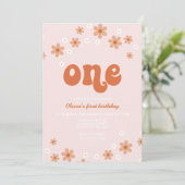 Rétro une daisy boho première invitation d'anniver (Debout devant)