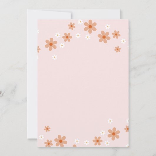 Rétro une daisy boho première invitation d'anniver (Dos)