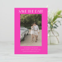 Retro Unieke Hot Pink Art Deco Foto Weddenschap