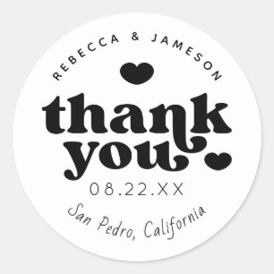 Retro Union Black and White Wedding Bedankt Ronde Sticker