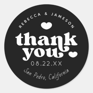 Retro Union Black and White Wedding Bedankt Ronde Sticker