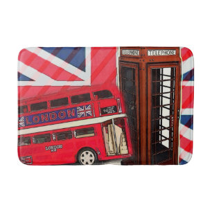 Retro Union Jack London Bus rode telefooncel Badmat