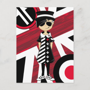 Retro Union Jack Mod Girl Briefkaart