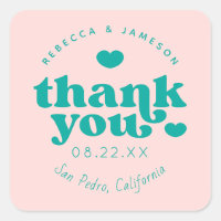 Retro Union Pink and Blauwgroen Wedding Dank u