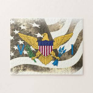 Retro United States and Maagdeneilanden Flag USVI Legpuzzel