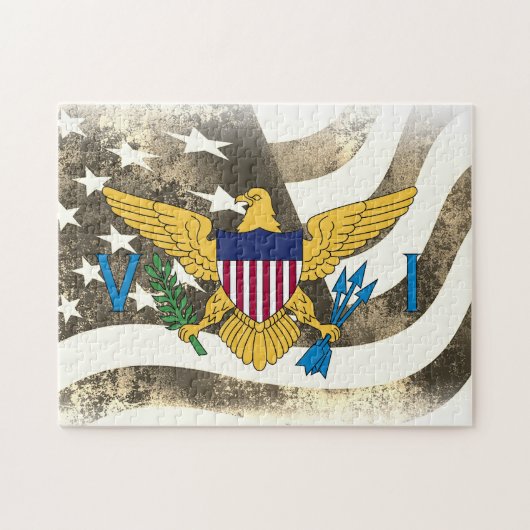 Retro United States and Maagdeneilanden Flag USVI Legpuzzel (Horizontaal)
