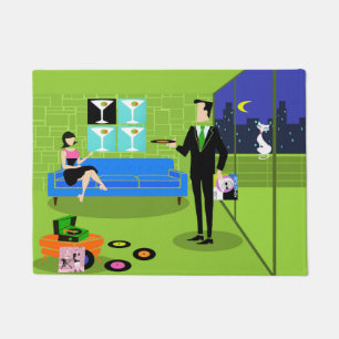 Retro Urban Cartoon Couple Deurplaat Deurmat