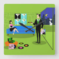 Retro Urban Couple Wall klok