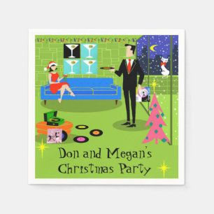 Retro Urban-kerstfeest afneembaar Napkins Servet