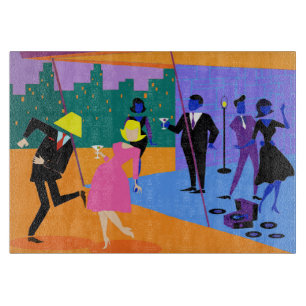 Retro Urban Rooftop Party Cutting Board Snijplank