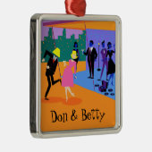 Retro Urban Rooftop Party kerstversiering Metalen Ornament (Rechts)