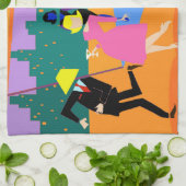 Retro Urban Rooftop Party Kitchen Towel Theedoek (Gevouwen)