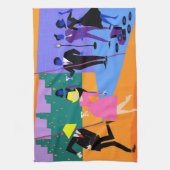 Retro Urban Rooftop Party Kitchen Towel Theedoek (Verticaal)