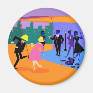 Retro Urban Rooftop Party Magnet Magneet