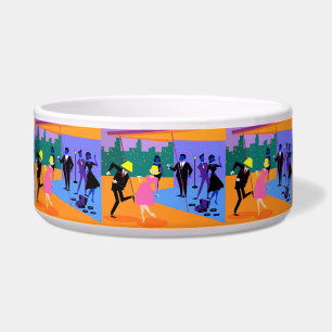 Retro Urban Rooftop Party Pet Bowl Voerbakje