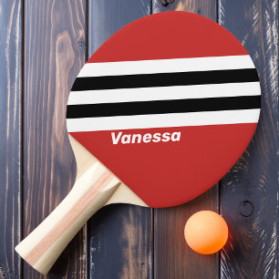Retro Urban Zebra Strepen met Naam Tafeltennisbatje
